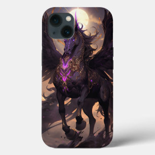 Black Purple Unicorn Fantasy Art iPhone 13 Case