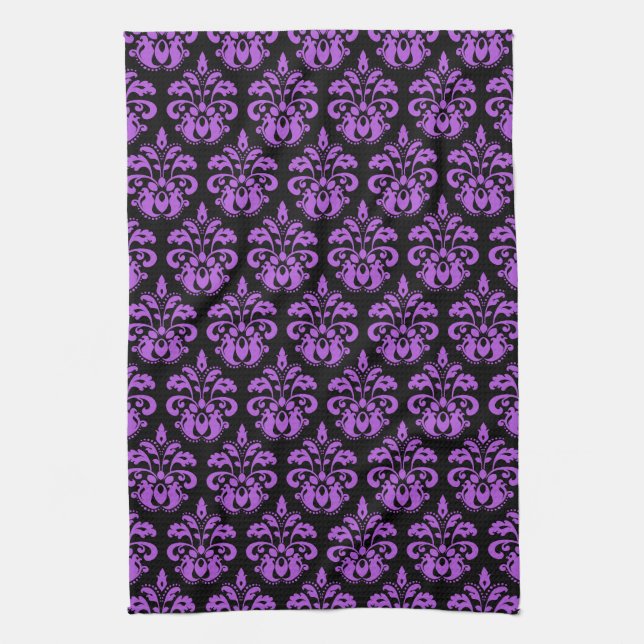 Black purple victorian kitchen towel (Vertical)