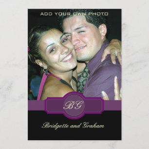Black Purple Wedding Invitations with Photo