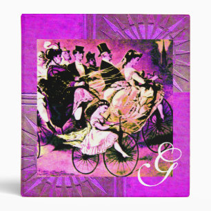 BLACK PURPLE WHITE BICYCLE WEDDING MONOGRAM BINDER