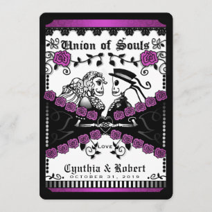 Black Purple White Union of Souls Wedding Invite