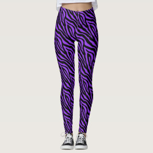 Black Purple Zebra Print Pattern Leggings