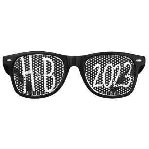 Black "Put These on and Pose" Wedding Photo Trend Retro Sunglasses
