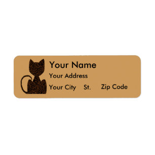 Black Puzzle Cat Address Labels