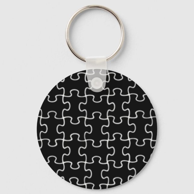 black puzzle pattern keychain (Front)