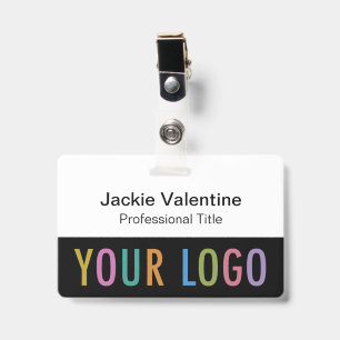 Black PVC Name Badge with Clip Lanyard or Reel