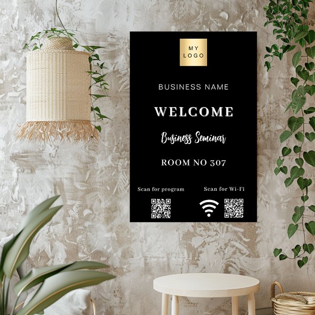 Black QR code business logo seminar room wifi Poster (Creator Uploaded)