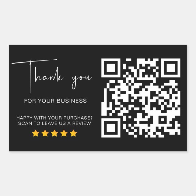 Black QR Code Business Review 5 Star Review Modern Sticker (Front)