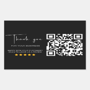 Black QR Code Business Review 5 Star Review Modern Sticker