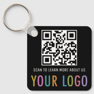Black QR Code Keychain Custom Logo Aluminum Square