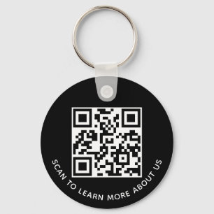 Black QR Code Keychain Custom Logo Round Aluminum
