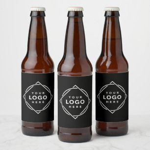 Black QR Code Logo   Modern & Elegant Business Beer Bottle Label