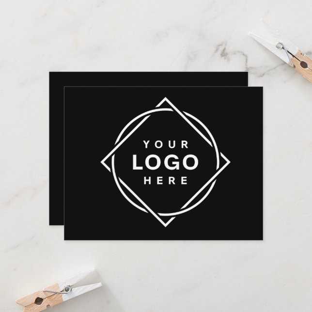 Black QR Code Logo | Modern & Elegant Business Invitation (Front/Back In Situ)