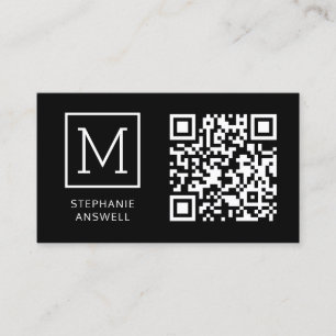 Black QR Code Minimal Logo Professional Business Card