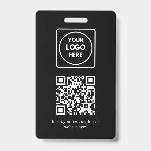 Black QR Code Modern Business Logo Design Badge