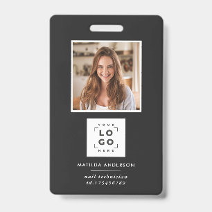Black QR code modern minimal photo abstract Badge