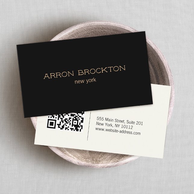 Black QR Code Professional Business Card (Creator Uploaded)
