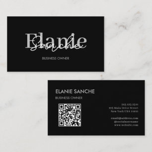 Black QR Code Trendy Elegant Modern Business Card