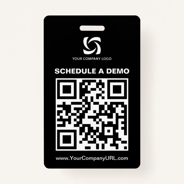 Black QR Code Website Tradeshow Sign Badge (Front)