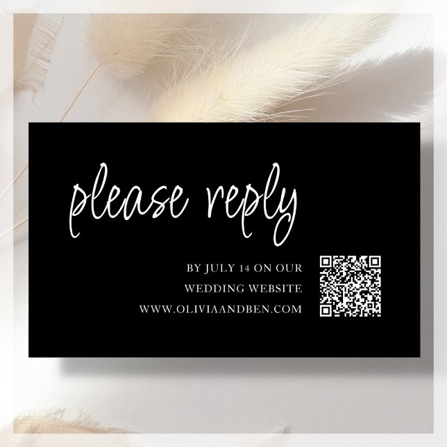 Black | QR Code | Wedding RSVP Enclosure Card (Creator Uploaded)