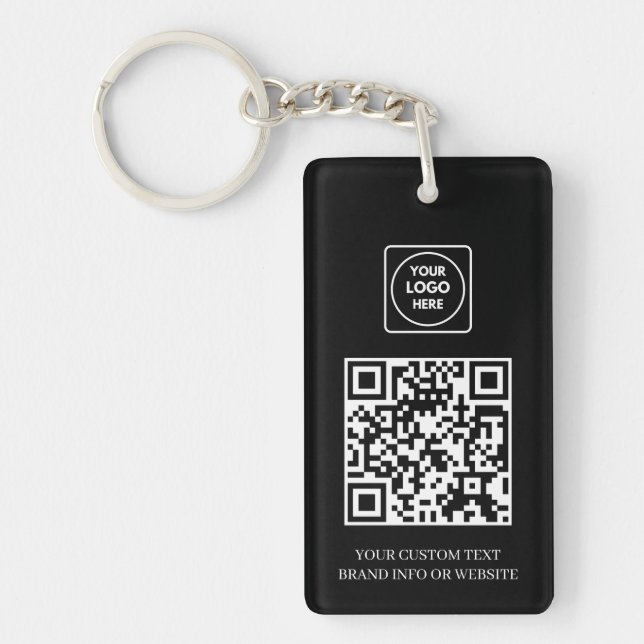 Black QR | Professional Business Logo Design Keychain (Front)