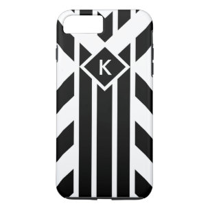 Black Quadrilateral Stripes, Custom Monogram Case-Mate iPhone Case