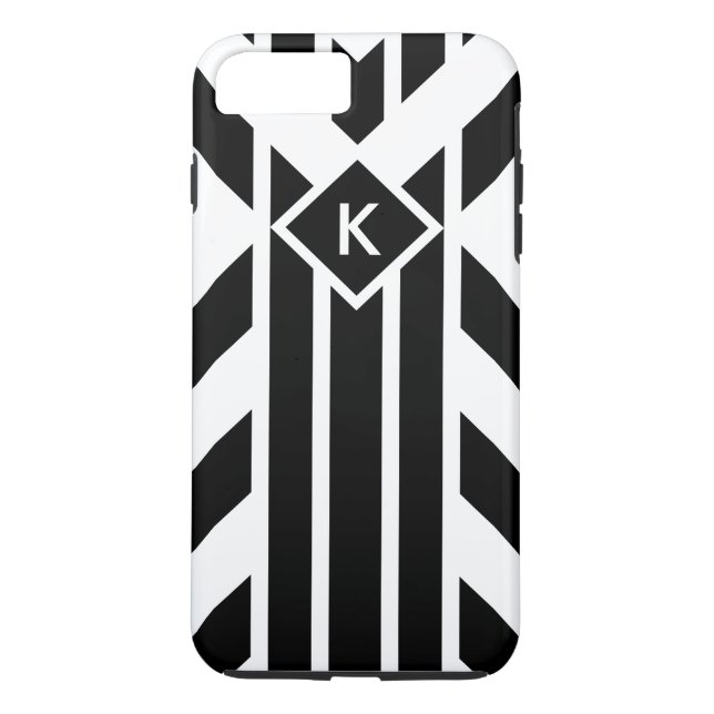 Black Quadrilateral Stripes, Custom Monogram Case-Mate iPhone Case (Back)