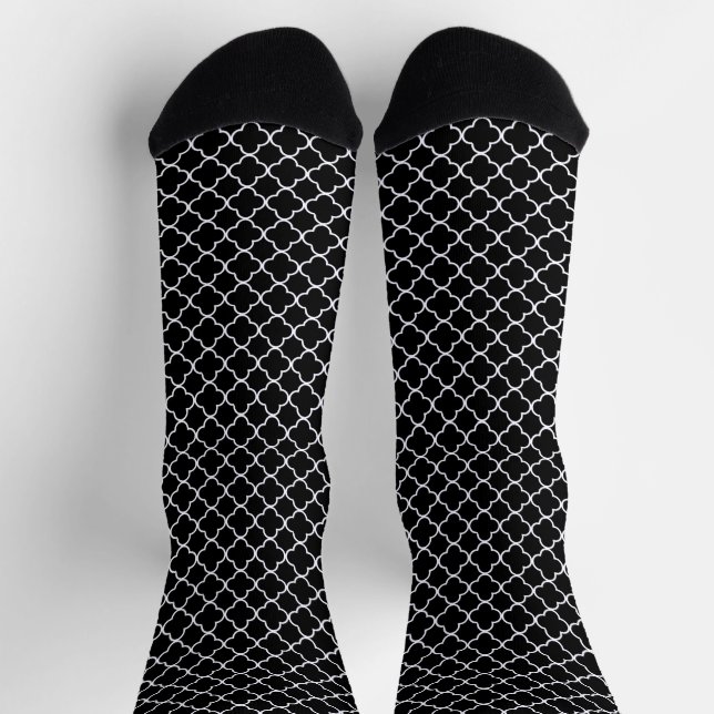 Black Quatrefoil Socks (Top)