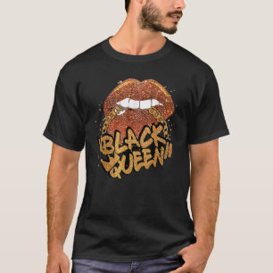 Black Queen African Colours Biting Lips Black Hist T-Shirt