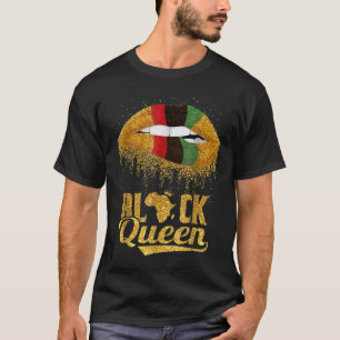 Black Queen African Colours Lips Black History Wom T-Shirt