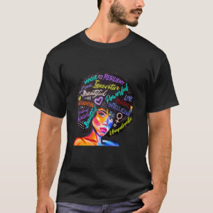 Black Queen Afro Melanin African American Natural  T-Shirt
