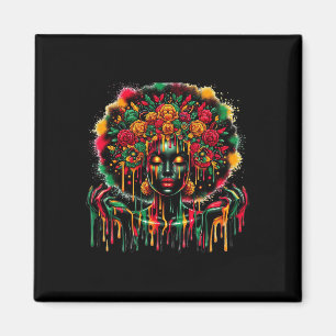 Black Queen Afro Melanin Colourful Art Dripping Ju Magnet