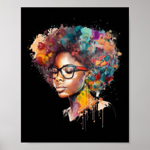 Black Queen Afro Melanin Dripping Art Black Histor Poster