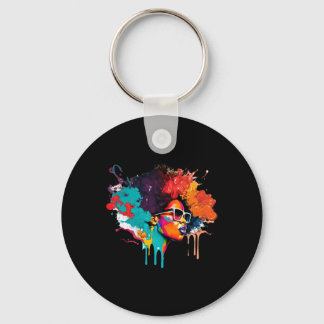 Black Queen Afro Melanin Dripping Art Lover Americ Keychain