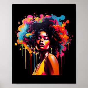 black queen afro melanin dripping juneteenth afric poster