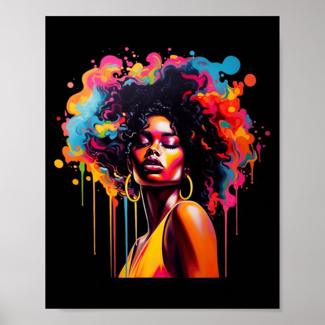 black queen afro melanin dripping juneteenth afric poster (Front)