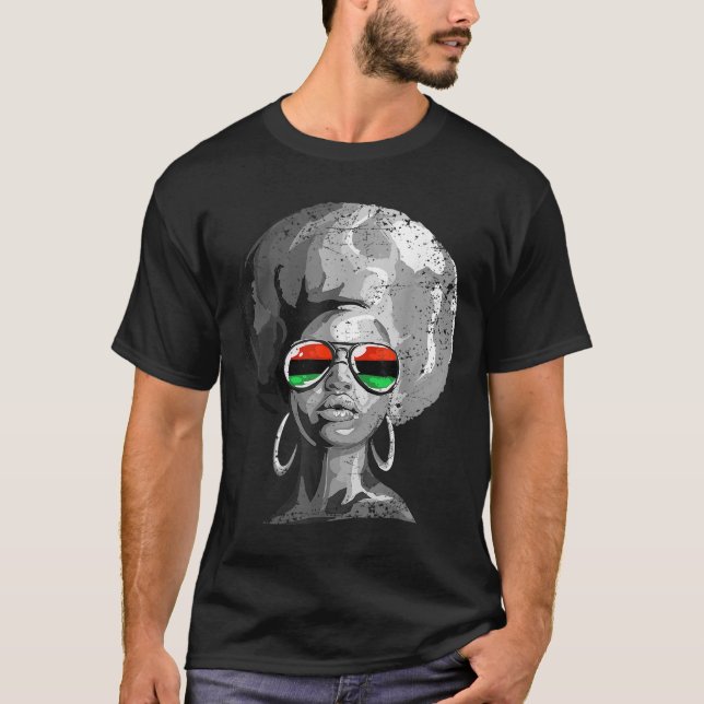 Black Queen Afro Woman Face T-Shirt (Front)