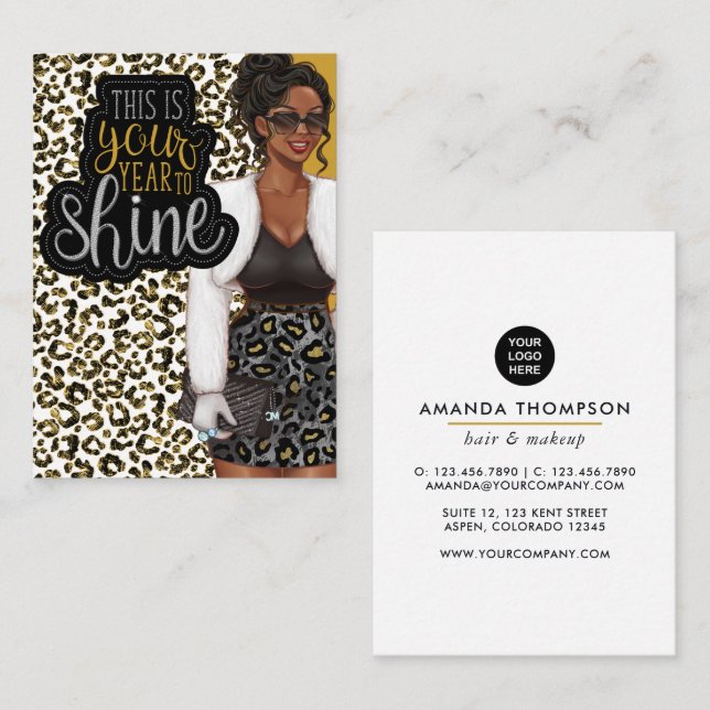 Black Queen Beauty Fashion Square Business Card (Front/Back)