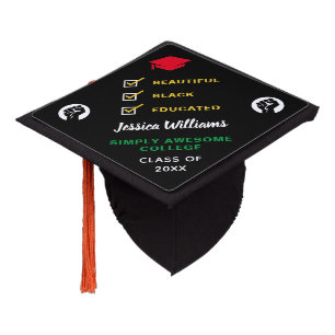 Black Queen Checklist College High School Grad Cap