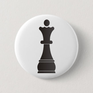 Black queen chess piece 2 inch round button