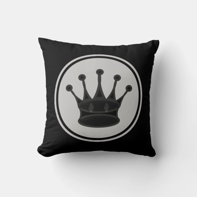 Black Queen Chess Piece Throw Pillow (Front)