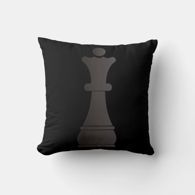 Black queen chess piece throw pillow (Front)