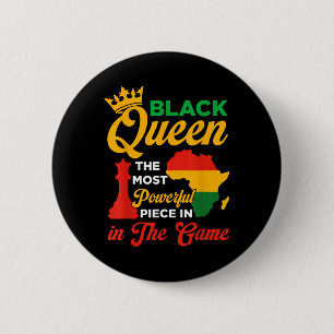 Black Queen Chess Powerful Piece In The Game Junet 2 Inch Round Button