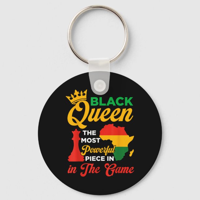 Black Queen Chess Powerful Piece In The Game Junet Keychain (Front)