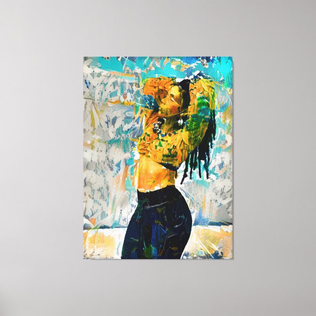 Black Queen Dreadlock Canvas Print Wall Art (Front)