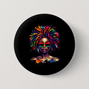 Black Queen Dripng Afro Melanin Black History Mont 2 Inch Round Button