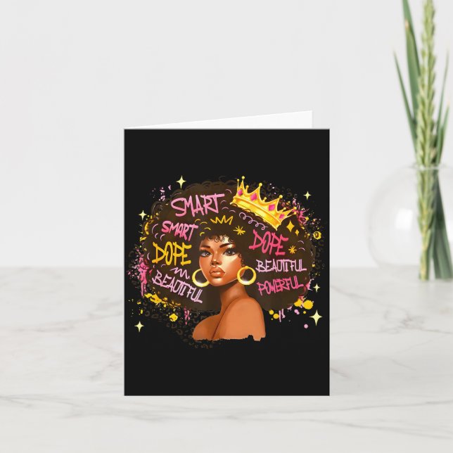 Black Queen Dripng Afro Melanin Black History Mont Card (Front)