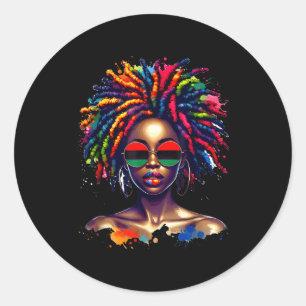 Black Queen Dripng Afro Melanin Black History Mont Classic Round Sticker