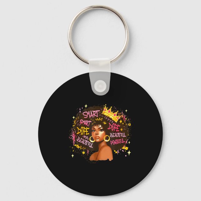 Black Queen Dripng Afro Melanin Black History Mont Keychain (Front)
