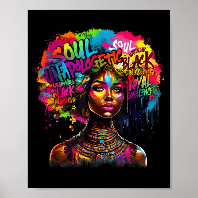 Black Queen Dripng Afro Melanin Black History Mont Poster (Front)